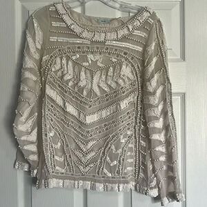 Kimchi Blue Bead & Sequin Top - BRAND NEW - White Beautiful Long Sleeve - Small